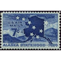 us stamp c air mail c53 north star and map of alaska 7 1959