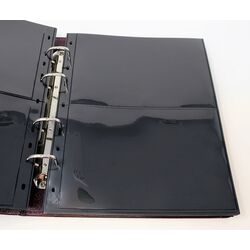 3 optima leather ring binders containing 20 stock sheets each