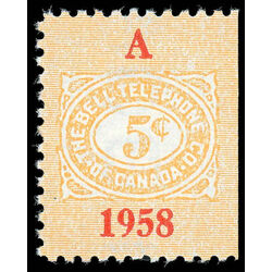canada revenue stamp tbt149 telephone telegraph franks 5 1958