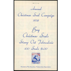 canada stamp christmas seals cs23 christmas seals 1938 BOOKLET