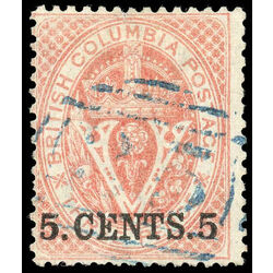 british columbia vancouver island stamp 9 surcharge 1867 U F 019