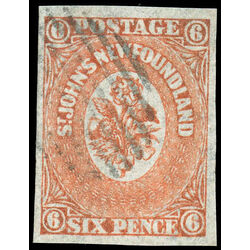 newfoundland stamp 13 1860 second pence issue 6d 1860 U VF 017