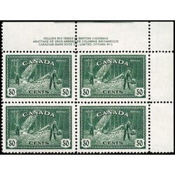 canada stamp 272 logging bc 50 1946 PB UR 1
