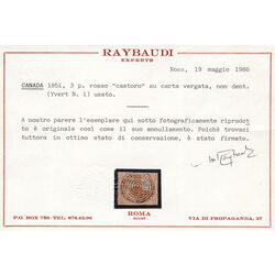 canada stamp 1 beaver 3d 1851 U F VF 048