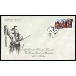 canada stamp 1915 great peace negotiations 47 2001 FDC