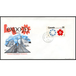 canada stamps expo 70 508p 11p set of 4 fdcs w2b