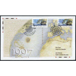 canada stamp 1649 cabot s ship matthew with map and globe in background 45 1997 FDC JOINT