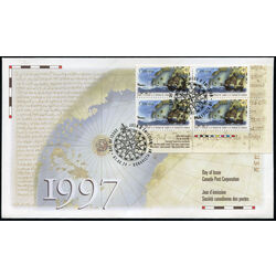 canada stamp 1649i cabot s ship matthew with map and globe in background 45 1997 FDC LR