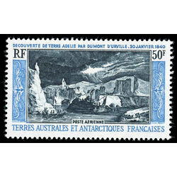 f s a t stamp c7 discovery of adelie land by dumont d urville 1965