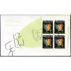 canada stamp 1769 the masks of tragedy and comedy with the profiles of the theatre s co founders superimposed 46 1999 FDC UR
