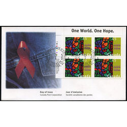 canada stamp 1603 one world one hope 45 1996 FDC UL