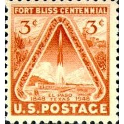 us stamp postage issues 976 fort bliss et fusee 3 1948