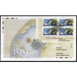 canada stamp 1649 cabot s ship matthew with map and globe in background 45 1997 FDC LL