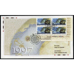 canada stamp 1649 cabot s ship matthew with map and globe in background 45 1997 FDC LR