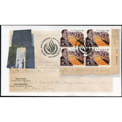 canada stamp 1761 john humphrey 1905 1995 and page from the universal declaration of human rights 45 1998 FDC LR