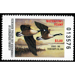 us stamp rw hunting permit rw al17 alabama canada geese 5 1995