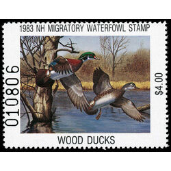 us stamp rw hunting permit rw nh1 new hampshire wood ducks 4 1983
