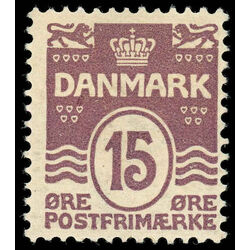 denmark stamp 63 wavy lines and numeral of value 1905