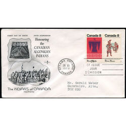 canada stamp 569ii algonkian couple 8 1973 FDC COMBO