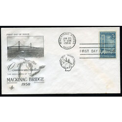 us stamp 1109 mackinac bridge 3 1958 FDC 001