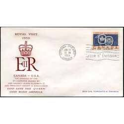canada stamp 387 seaway and national emblems 5 1959 FDC 008