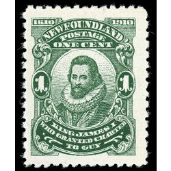 newfoundland stamp 87ix king james i 1 1910 M F VFNG 009