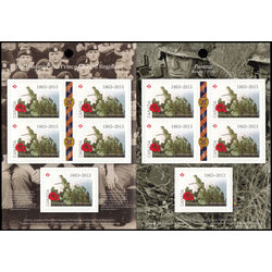 canada stamp bk booklets bk561 poppies over painting assault on assoro by ted zuber 2013