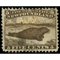 newfoundland stamp 25 harp seal 5 1866 U F VF 014