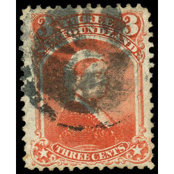 newfoundland stamp 33 queen victoria 3 1870 U VF 028