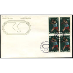 canada stamp 666 hurdles 50 1975 FDC BLOCK