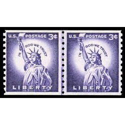 us stamp postage issues 1057 pair statue of liberty 3 1954 M VFNH LP