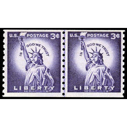 us stamp postage issues 1057 pair statue of liberty 3 1954 M F VFNH LP