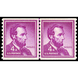 us stamp postage issues 1058 pair abraham lincoln 4 1958 M VFNH LP