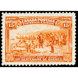 canada stamp 102 champlain s departure 15 1908 M XF 051