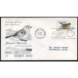canada stamp 497 ipswich sparrow 10 1969 FDC
