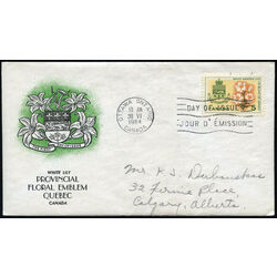 canada stamp 419 quebec white garden lily 5 1964 FDC