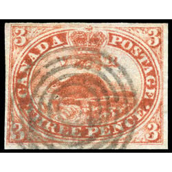 canada stamp 4 beaver 3d 1852 U VF 121