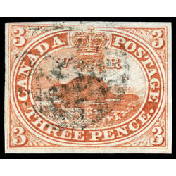 canada stamp 4 beaver 3d 1852 U VF 120