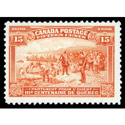canada stamp 102 champlain s departure 15 1908 M F VF 055