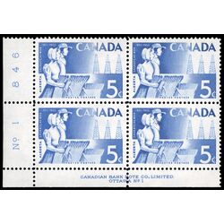 canada stamp 355 wheat and oil 5 1955 PB LL %231