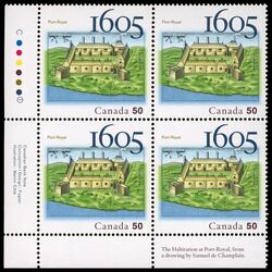 canada stamp 2115 samuel de champlain s drawing of settlement 50 2005 PB LL