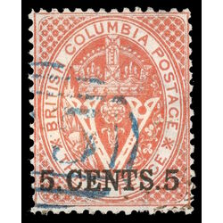 british columbia vancouver island stamp 9 surcharge 1867 U VF 020
