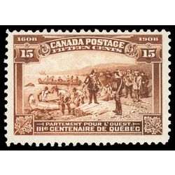 canada stamp 102 champlain s departure 15 1908 M F VF 072
