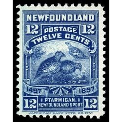 newfoundland stamp 69 willow ptarmigan 12 1897 M VFNH 009