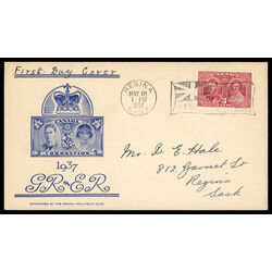 canada stamp 237 king george vi queen elizabeth 3 1937 FDC PC 060