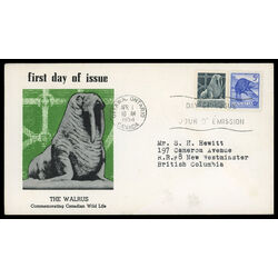 canada stamp 335 6 fdc wildlife 1954 FDC COMBO