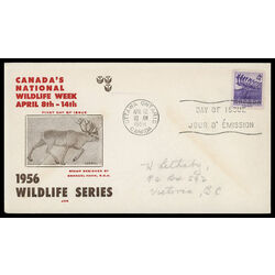 canada stamp 360 caribou 4 1956 FDC PC 002