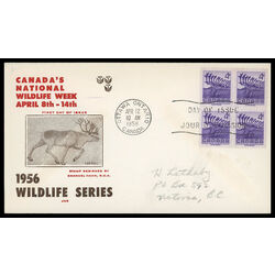 canada stamp 360 caribou 4 1956 FDC BLOCK 003
