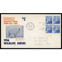 canada stamp 361 mountain goat 5 1956 FDC BLOCK 008