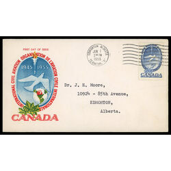 canada stamp 354 dove 5 1955 FDC PC 010